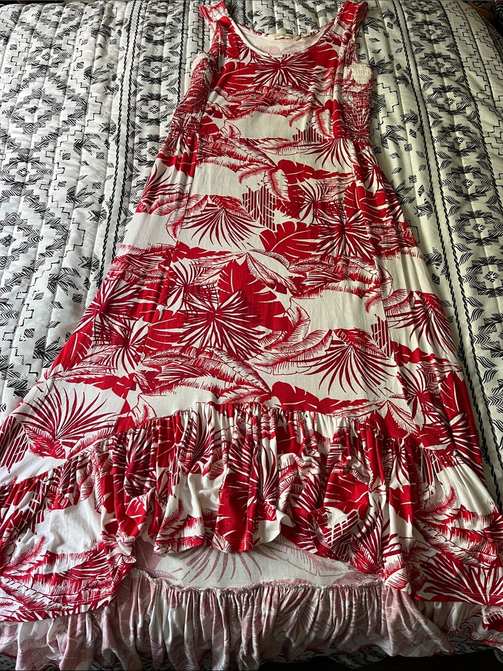 Soft Surroundings Red & White Floral Dress Size M